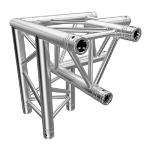 F33 Tri Truss 3 Way 90° Horizontal Corner (Apex Down) to Vertical Junction with Spigots
