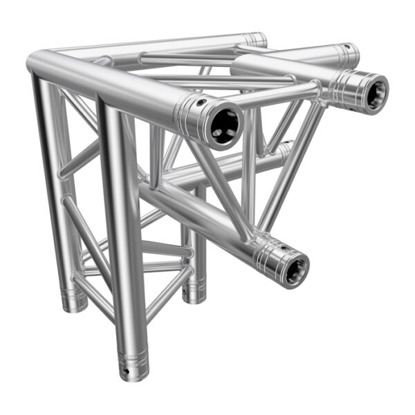 F33 Tri Truss 3 Way 90° Horizontal Corner (Apex Down) to Vertical Junction with Spigots