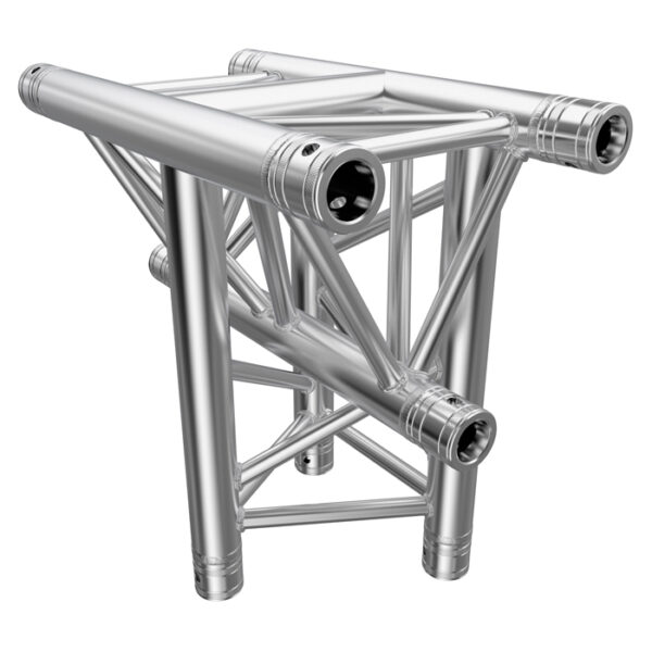 F33 Tri Truss 3 Way Vertical T-Junction (Apex Down) with Spigots, Pins & R-Clips