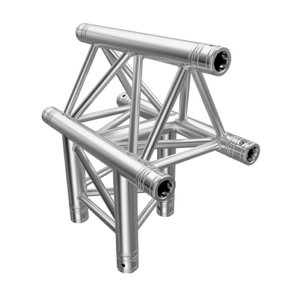 F33 Tri Truss 3 Way Vertical T-Junction (Apex Up) with Spigots, Pins & R-Clips