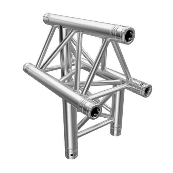 F33 Tri Truss 3 Way Vertical T-Junction (Apex Up) with Spigots, Pins & R-Clips
