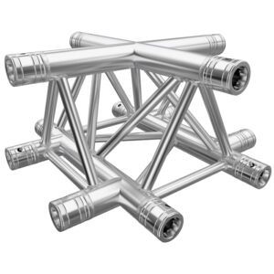 F33 Tri Truss 4 Way Horizontal X-Junction with Spigots