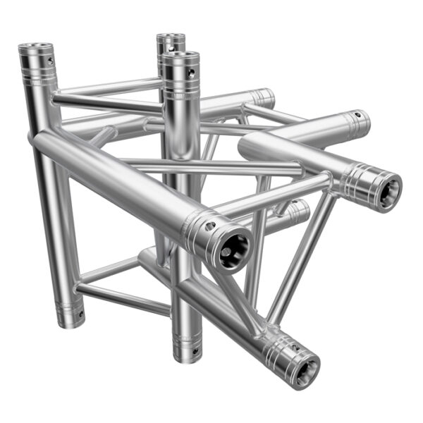 F33 Tri Truss 4 Way 90° Horizontal Truss Corner to Vertical Junction (Up & Down) with Spigots