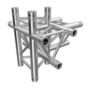F33 Tri Truss 5 Way Horizontal T- to Vertical Junction (Up & Down) with Spigots