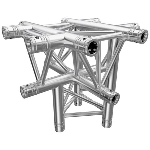 F33 Tri Truss 5 Way Horizontal X- to Vertical Junction (Apex Down) with Spigots