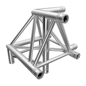 F43P Tri Truss 3 Way 90° Horizontal Corner (Apex Up) to Vertical Junction with Spigots