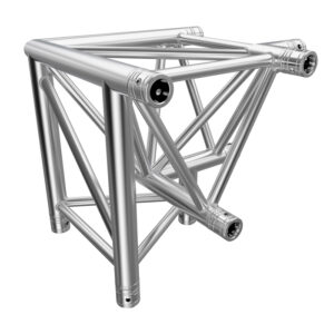 F43P Tri Truss 3 Way 90° Horizontal Corner (Apex Down) to Vertical Junction with Spigots