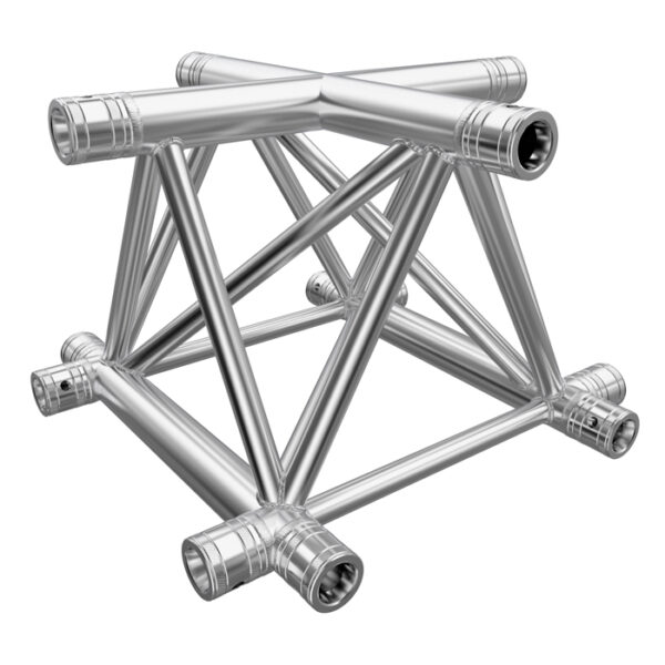 F43P Tri Truss 4 Way Horizontal X-Junction (Apex Up/Down) with Spigots, Pins & R-Clips