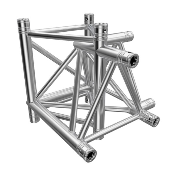 F43P Tri Truss 4 Way 90° Horizontal Truss Corner to Vertical Junction (Up & Down) with Spigots, Pins & R-Clips - Right