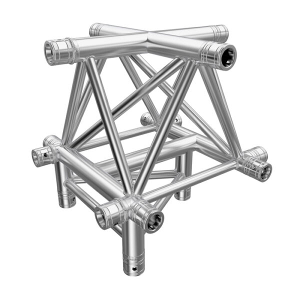 F43P Tri Truss 5 Way Horizontal X- to Vertical Junction (Apex Up) with Spigots