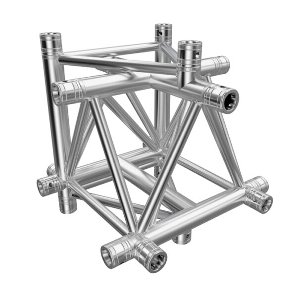 F43P Tri Truss 6 Way Horizontal X- to Vertical Junction (Apex Up/Down) with Spigots, Pins & R-Clips