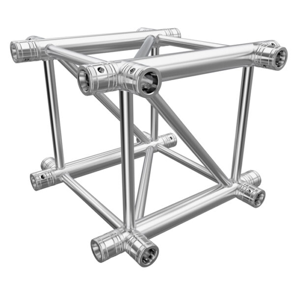 F44P SquareTruss 6 Way Cube Junction with Half-Spigots, M12 Bolts, Pins & R-Clips for 2 Faces - Image 2