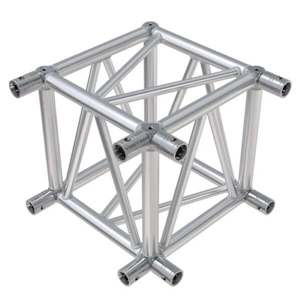F54 Square Truss 6 Way Cube Junction with Socket Connectors & Bolts for 2 Faces