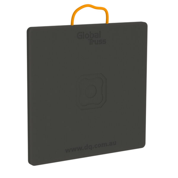 Load Distribution Pad - 600x600x25mm. Can be used with outriggers, screw jacks and stage legs. 10 tonne load capacity