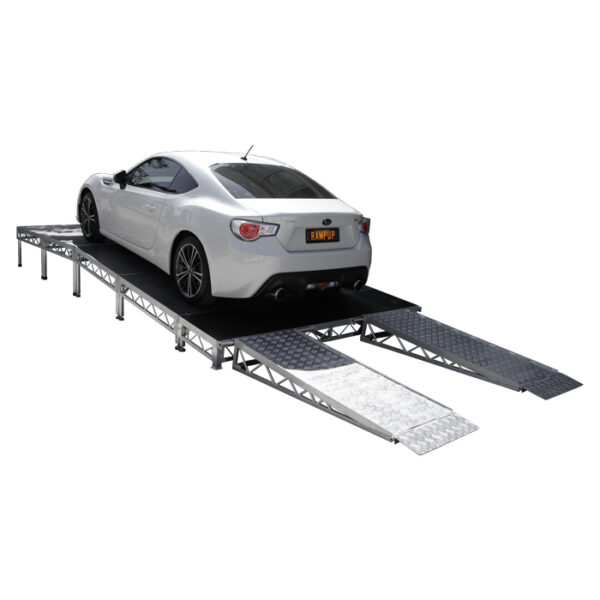 Heavy-duty Stage Car Ramp with non-slip plywood top and aluminium entry for vehicle and equipment access