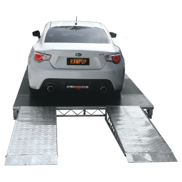 Heavy-duty Stage Car Ramp with non-slip plywood top and aluminium entry for vehicle and equipment access