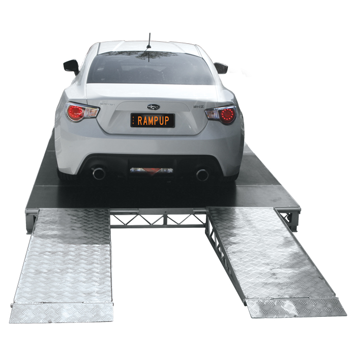 Heavy-duty Stage Car Ramp with non-slip plywood top and aluminium entry for vehicle and equipment access