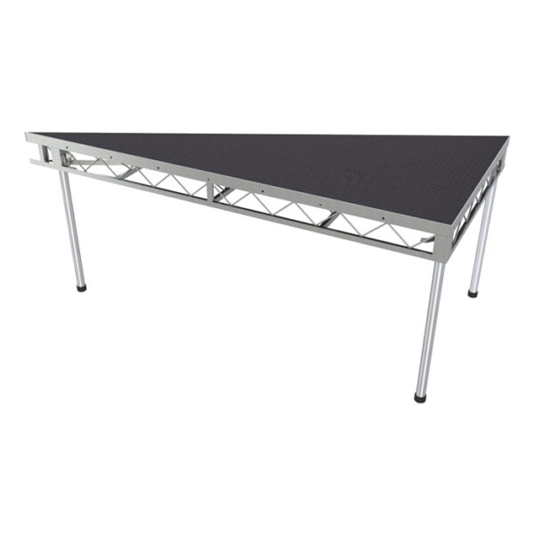 2.4m x 1.2m Triangular Stage Platform with 0.9m Legs - Non-Slip Top - Left