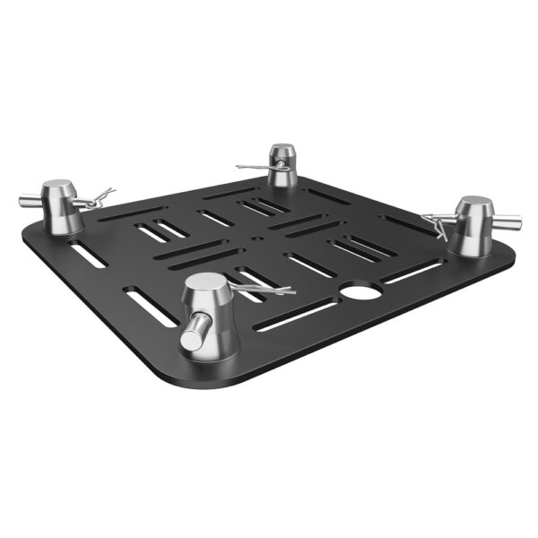 F34 Multi Position Aluminium Mounting Top Plate 308mm x 308mm x 5mm, with Spigots, Pins & R-Clips - Black