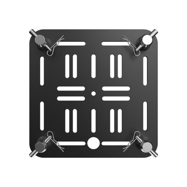 F34 Multi Position Aluminium Mounting Top Plate 308mm x 308mm x 5mm, with Spigots, Pins & R-Clips - Black - Image 3