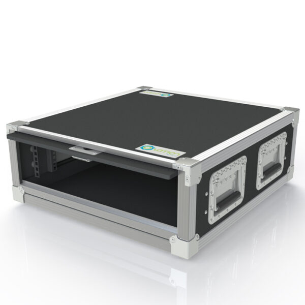 2RU Anti-Shock 566mmL x 231mmH x 603mmD (Externals) Rack Mount Case; 500mmD (Between Front & Back Rack Mounts) - Black