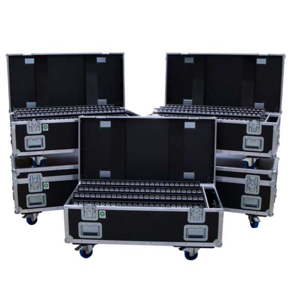 8 Unit Robert Juliat Dalis 860 Ovation Road Case with side pocket storage and hinged seperation arms