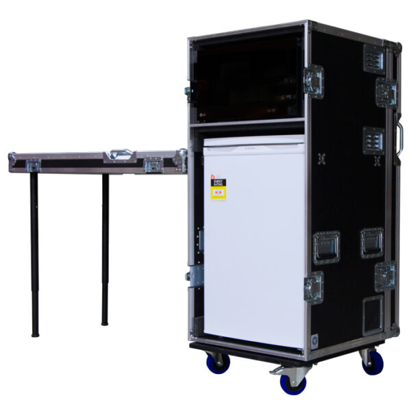 LG Microwave and Westinghouse Fridge Ovation Road Case with 2 x Detachable Side Benches - Black