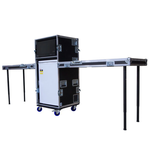 LG Microwave and Westinghouse Fridge Ovation Road Case with 2 x Detachable Side Benches - Black
