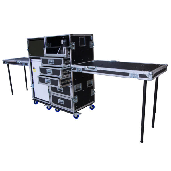 LG Microwave and Westinghouse Fridge Ovation Road Case with 2 x Detachable Side Benches - Black