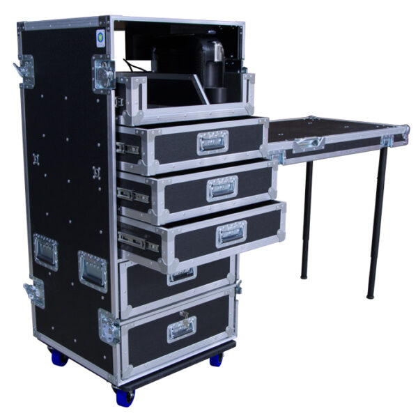Ovation Expressi Coffee machine and Drawers Road Case with Detachable Side Bench - Black