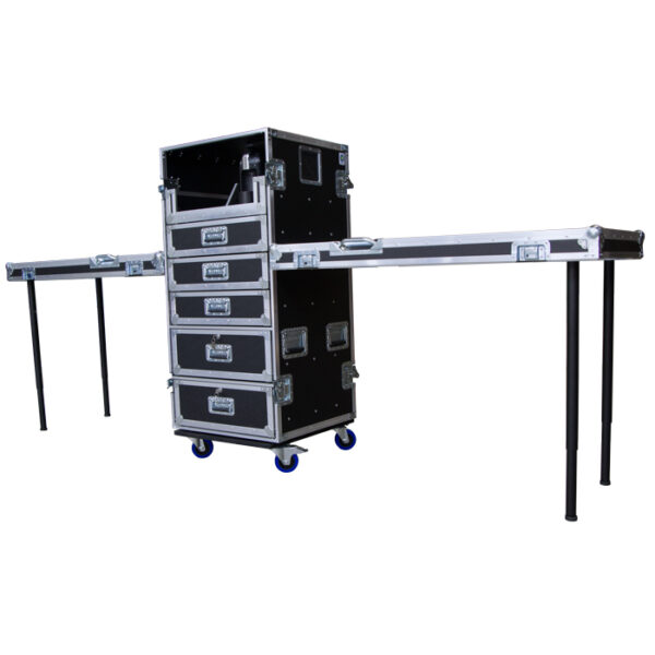 Ovation Expressi Coffee machine and Drawers Road Case with Detachable Side Bench - Black