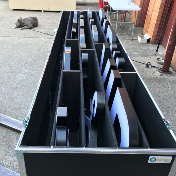 Large LED Signage Ovation Road Case with 11 x Custom Sized Compartments - Black