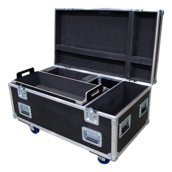 Ovation Custom EPSON EB-2265U Projector Case including Storage for FDR-AX700 Camcorder, Sonnet EGFX Breakaway Box 650, HP Elite E243 23.8″ Monitor with Foam Lined Tray