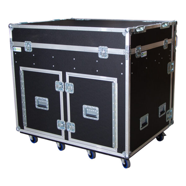Dual 14RU Anti-Vibration Rack Mount Case with Drawer, Fold-Out Screen Compartment, Dual 2RU Rack Mounts and Rear Doors - Image 5