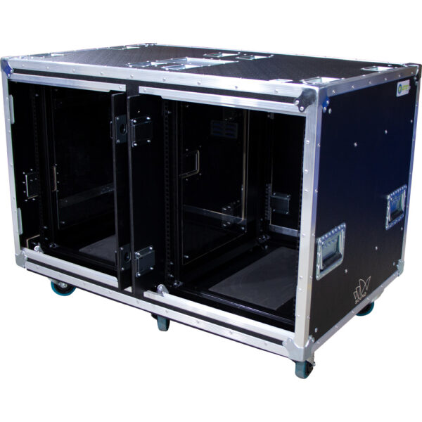 Dual 14RU Anti-Vibration Ovation Rack Mount Case With Slide-Away Doors