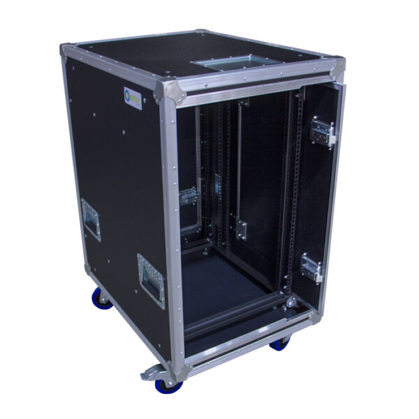16RU Anti-Vibration Rack Mount Case with Slide-away doors; 800mmD OD; Rack Frame 559mmD - Black