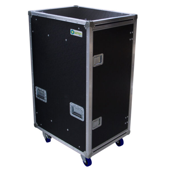 22RU Anti-Vibration Rack Mount Case with Slide-away doors; 800mmD OD; Rack Frame 559mmD - Black