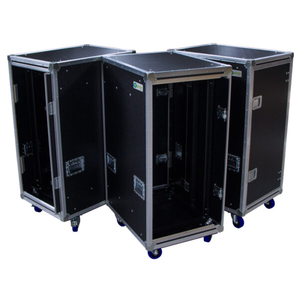 24RU Anti-Vibration Rack Mount Case with Slide-away doors; 800mmD OD; Rack Frame 559mmD - Black