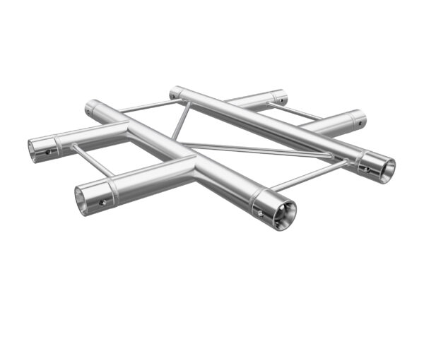 F22 Flat Truss 4 Way X-Junction with Spigots, Pins & R-Clips - Horizontal