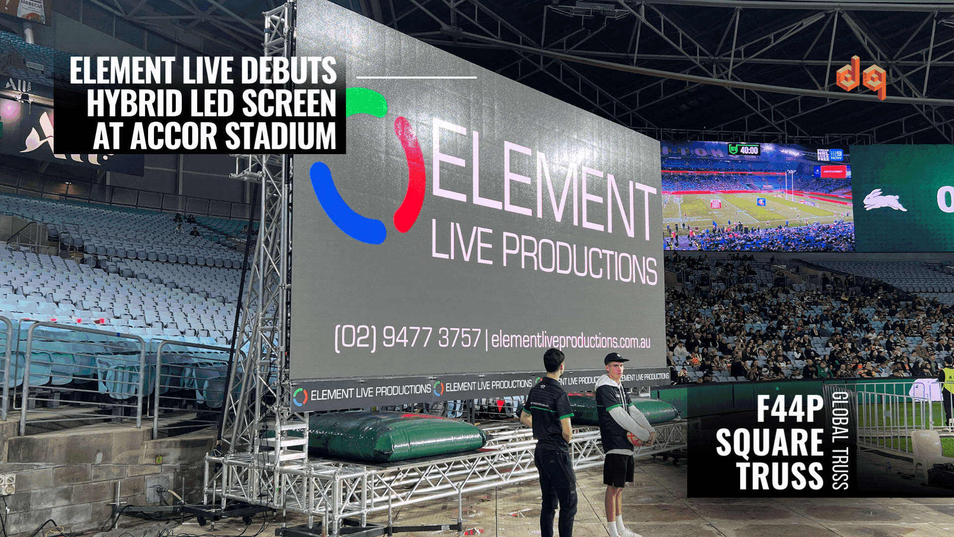 Featured image for “Element Live Productions Unveils Hybrid Modular LED Broadcast Screen Structure at Accor Stadium”