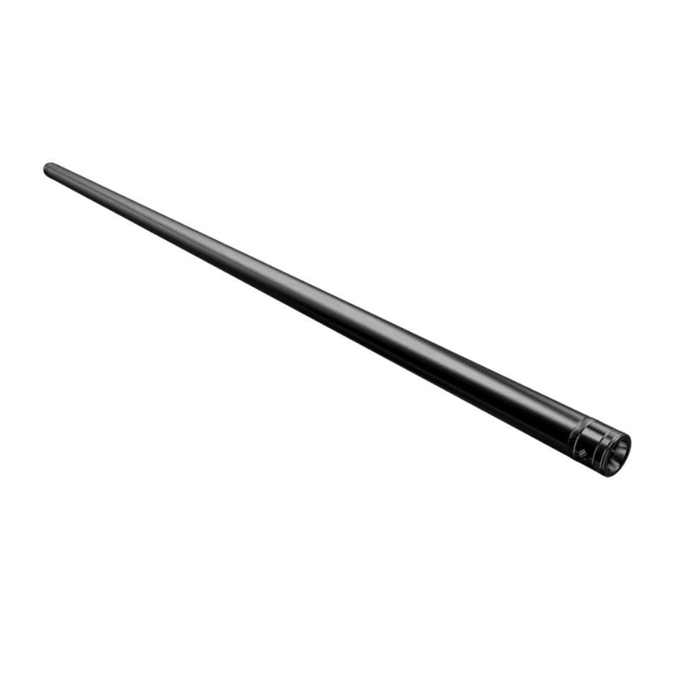 Black 2.0m aluminium tube with 50mm diameter, fitted with spigot, pins, and R-clips for modular builds