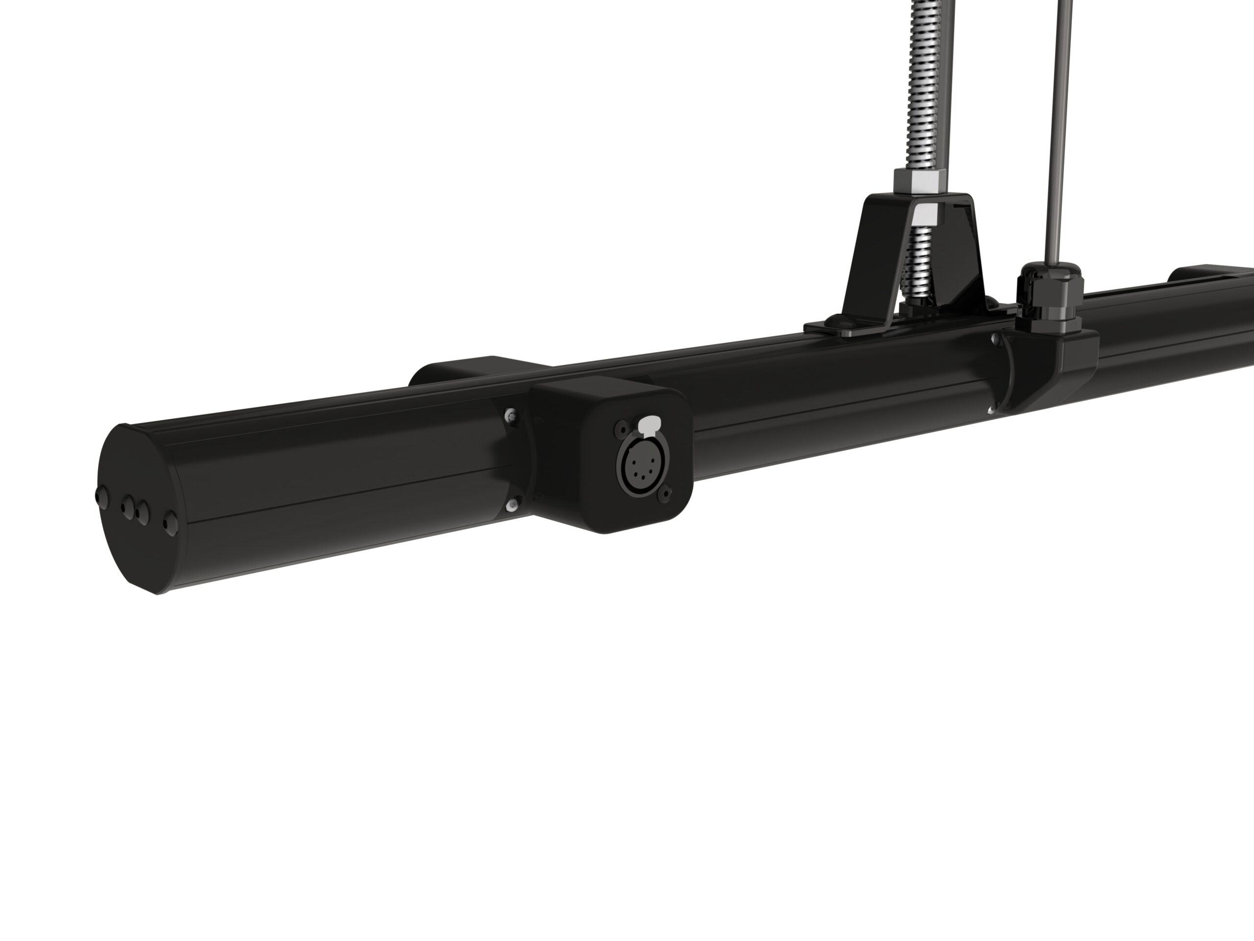 LiteRail Integrated Lighting Bar mounted in a theatre, showcasing its streamlined aluminium profile and integrated cabling system.