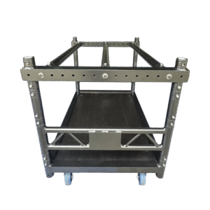 Modular Lighting Stack Rack (ModLSR) in black, showing adjustable aluminium frame and standard F01 50mmØ suspension tubes.