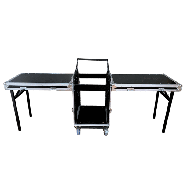 12RU Standard Combination 19" Rack Mount Case with Side-Mount Benches set up