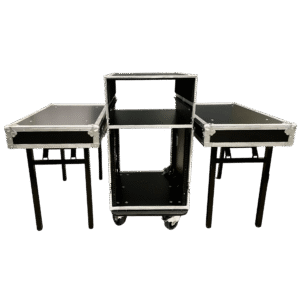 Encore 12RU production workstation with two detachable side benches deployed
