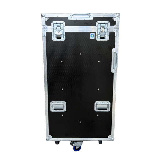 Ovation 24 Unit Mic Stand Case closed, black 12mm ply with Penn Elcom hardware, road-ready storage for microphone stands (SKU: OV-MC-MI24)