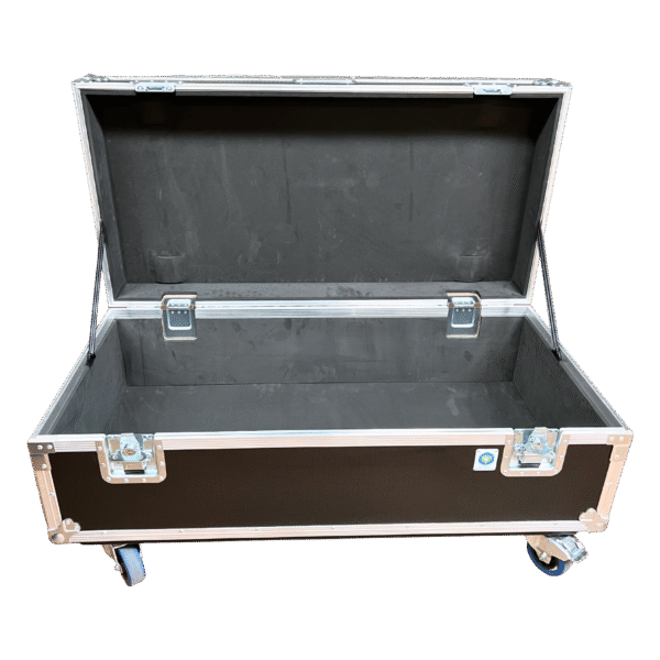 OV-MTP-6012055-12 Mother Trucker Packer road case with lid open, showing foam-lined interior for safe transport of cables, cameras, LED panels, and lighting gear