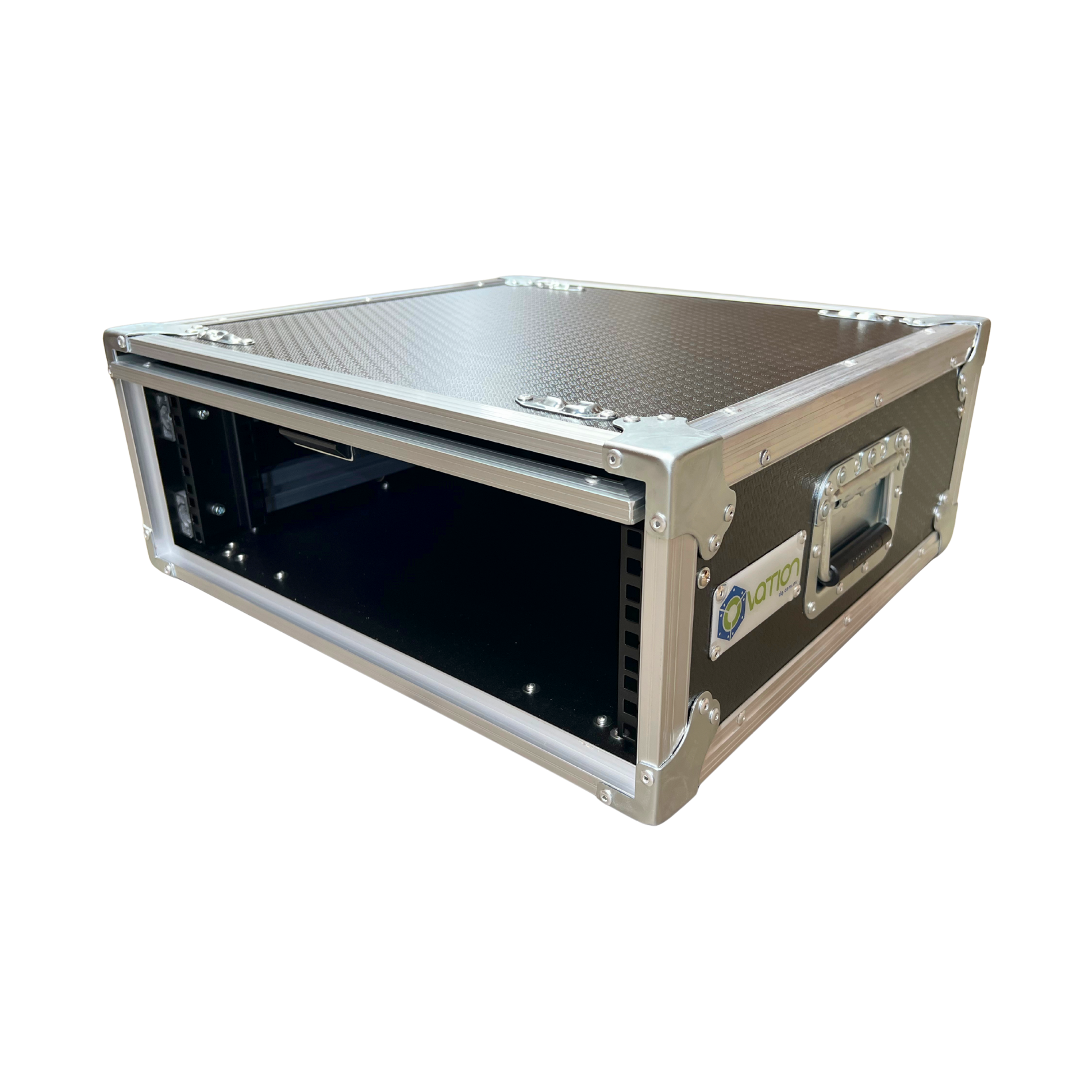 3RU Ovation Rack Mount Case with dual lids open, showing full access to internal rack space