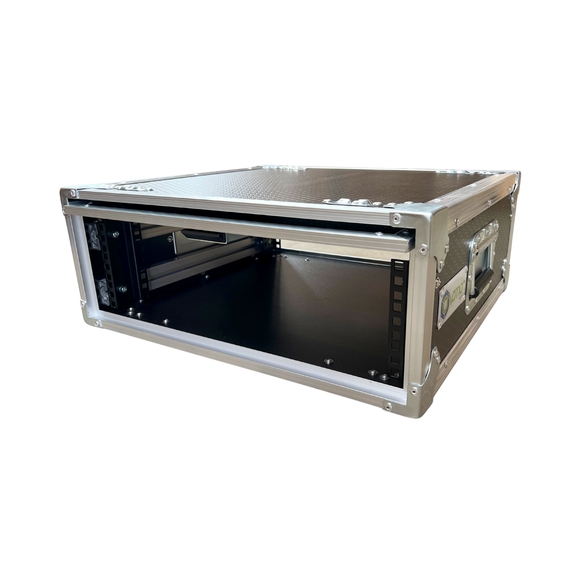 3RU Ovation Rack Mount Case with dual lids open, showing full access to internal rack space