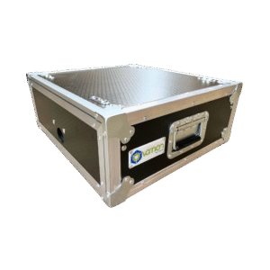 3RU Standard 19-inch Ovation Slide Away Rack Mount Case in black with lids closed, showing stackable design